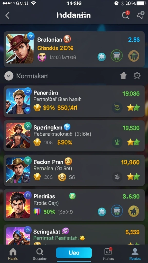 Tampilan awal game yang menarik dan menggugah selera.