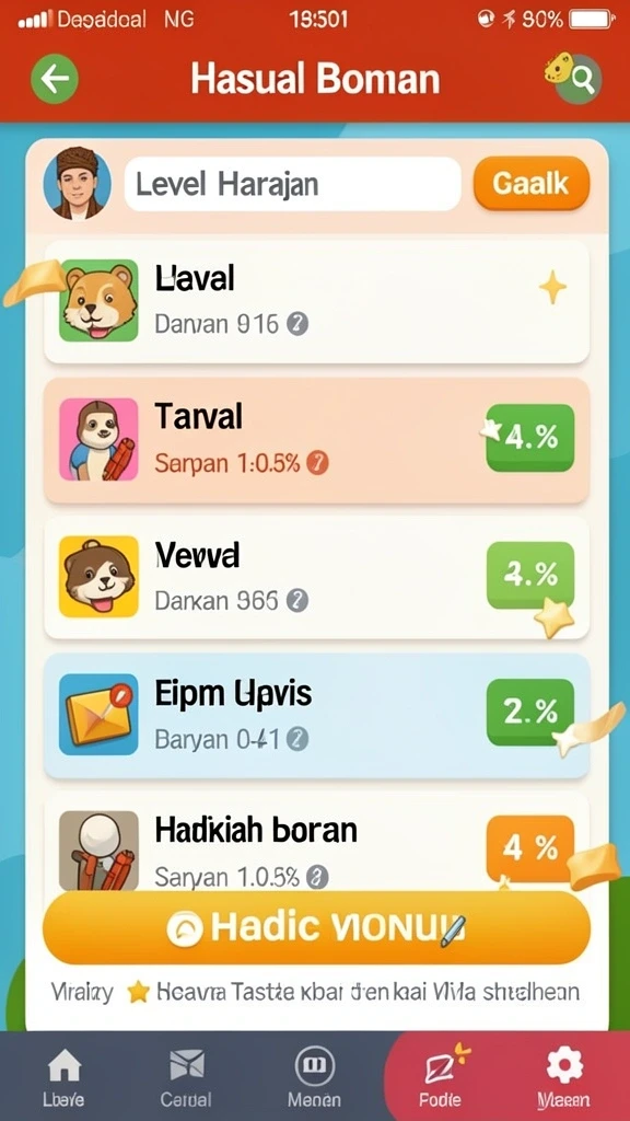 Layar utama dengan pilihan permainan yang menarik.
